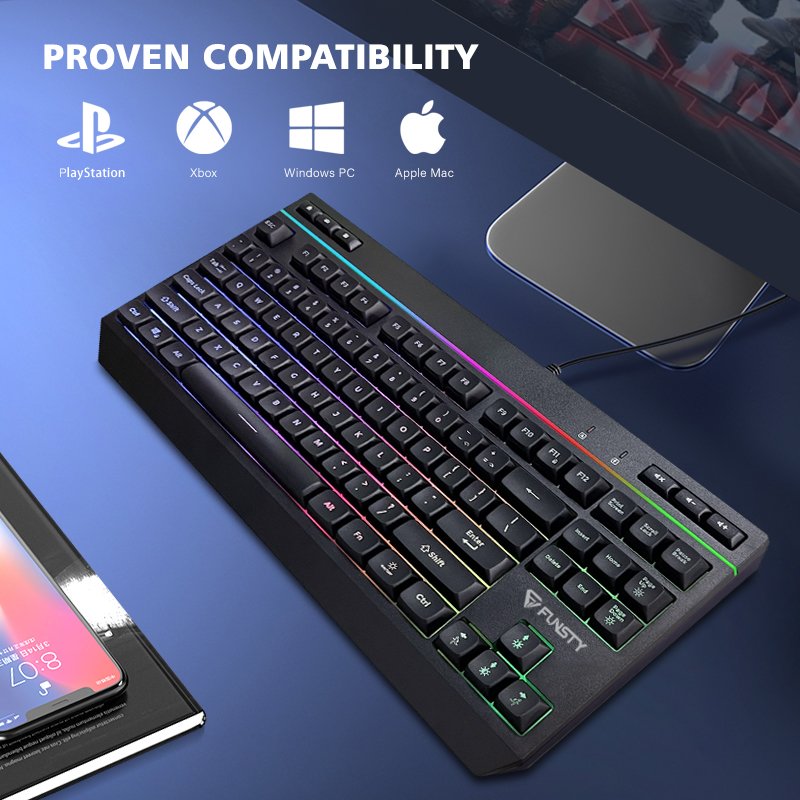 Mechanical Keyboard 87 Key RGB Backlit Blue Red Switch Portable Gaming Wired Keyboard Spanish Korean Keyboard for Desktop Laptop