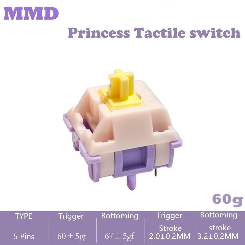 HZGAMER MMD Princess Switch Linear Tactile 38/45/53/48/60g HIFI Sound Mechanical Keyboard Switches POM PTFE Custom DIY Switches