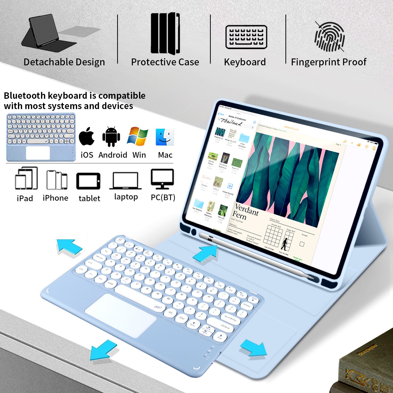 For Samsung Galaxy Tab S6 Lite A8 A9 Plus S7 S8 S9 FE Cover Wireless Keyboard & Mouse Combo New & Factory Wholesales