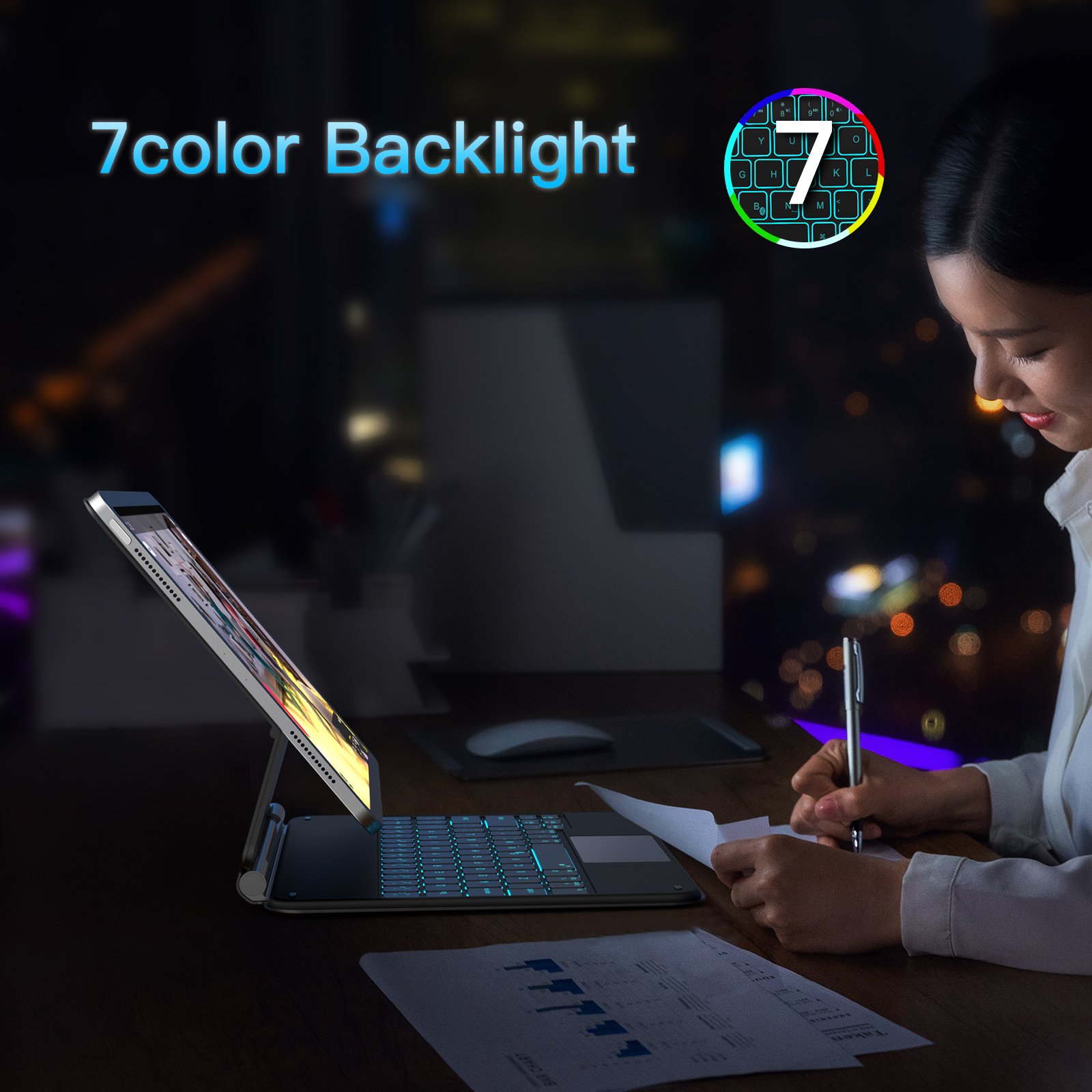 2024 Magic Keyboard Case Abs Tablet Case Keyboard Cover Smart Wireless Bt Keyboard Backlit Trackpad For Ipad Air 10.9 Pro 11