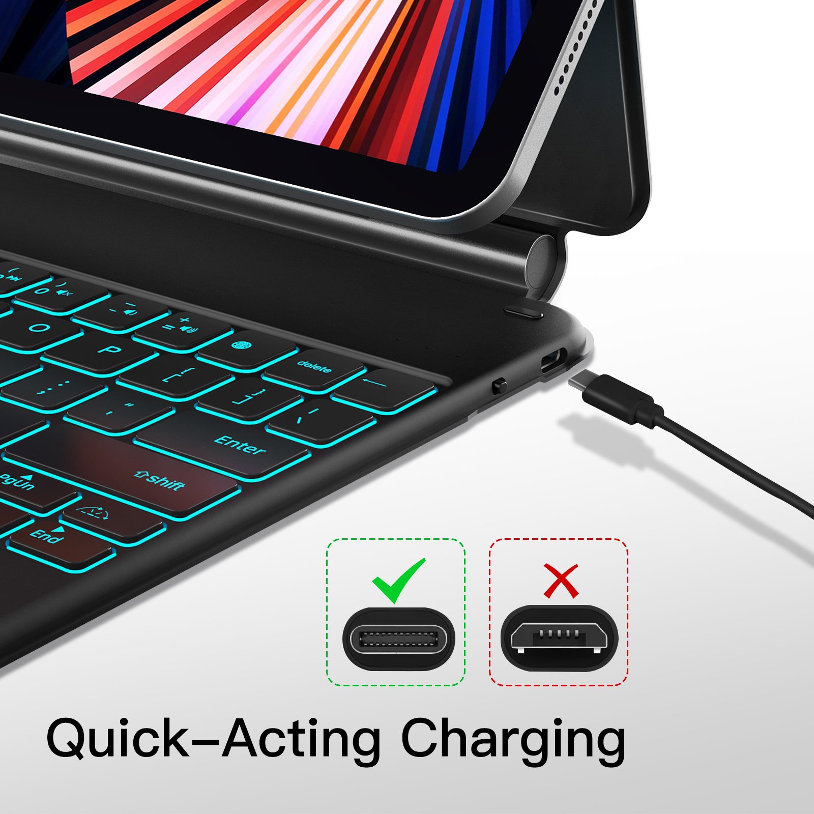2024 Magic Keyboard Case Abs Tablet Case Keyboard Cover Smart Wireless Bt Keyboard Backlit Trackpad For Ipad Air 10.9 Pro 11