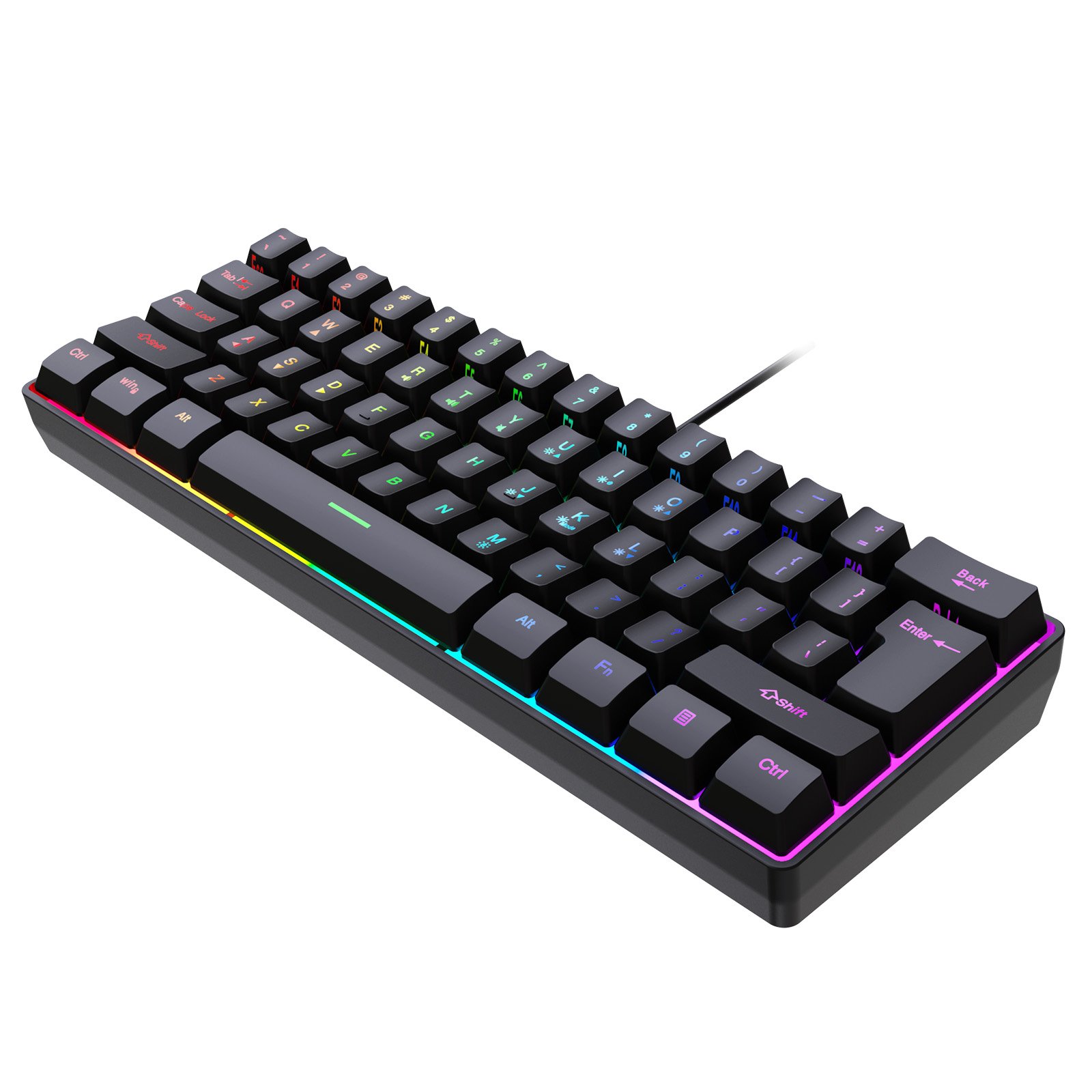 Factory customize branding K401 mini keyboard wired 61 keys RGB TKL 60 percent keyboard mechanical FEEL gaming keyboard
