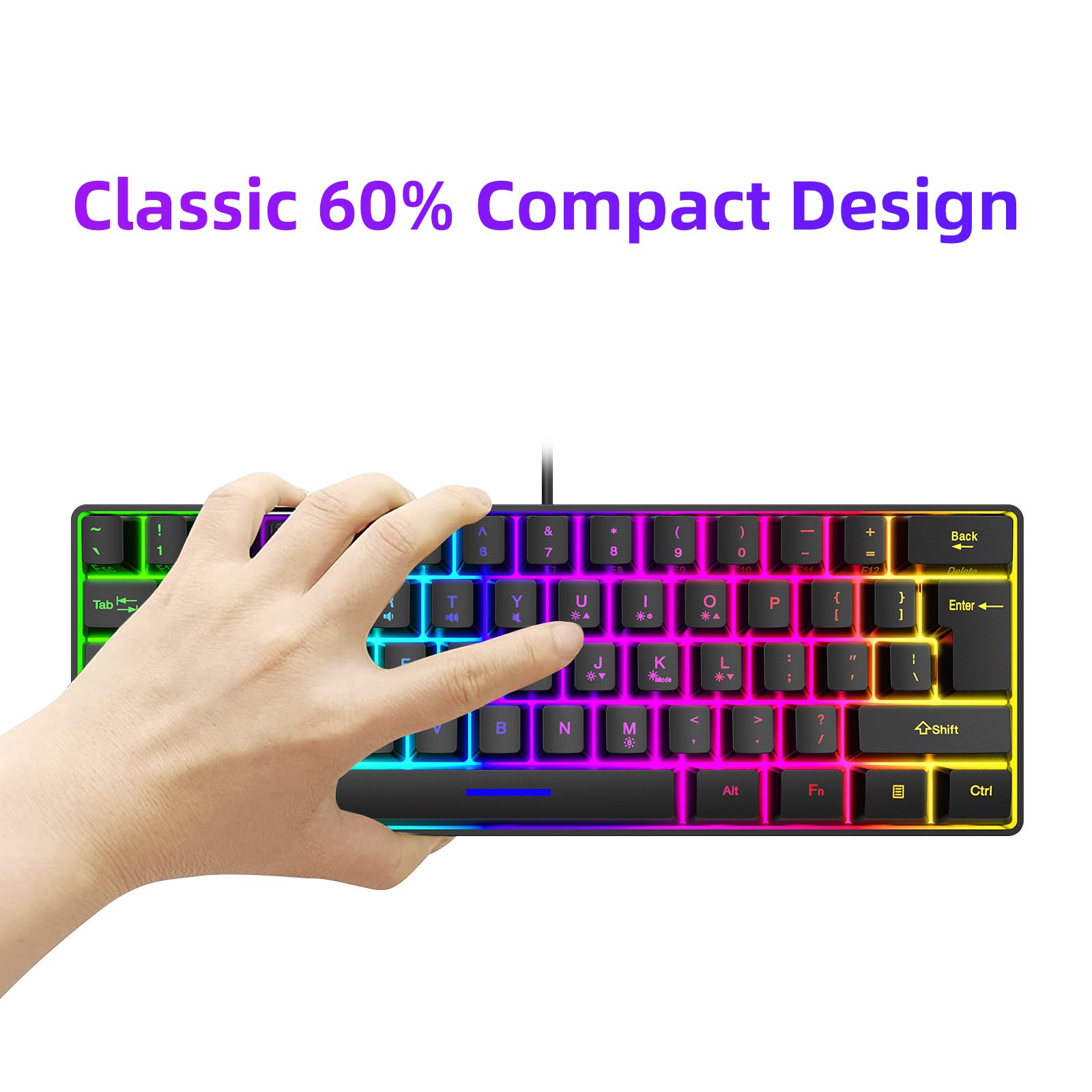 Factory customize branding K401 mini keyboard wired 61 keys RGB TKL 60 percent keyboard mechanical FEEL gaming keyboard