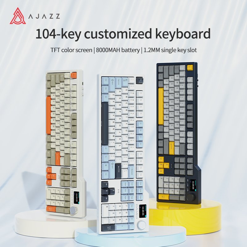 Ajazz AK35I V3 MAX with TFT color screen wired usb RGB 2.4G wireless gaming mechanical switch hot swappable keyboard