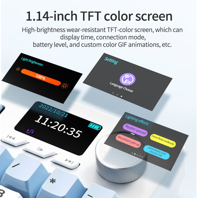 Ajazz AK35I V3 MAX with TFT color screen wired usb RGB 2.4G wireless gaming mechanical switch hot swappable keyboard