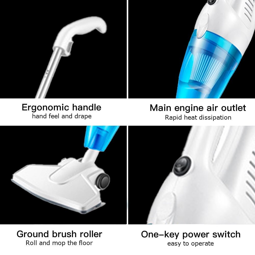 2 In 1 Small High Power Strong Suction Household Electric Handheld Vacuum Cleaner With Push Rod Floor Brush For Home Wet And Dry