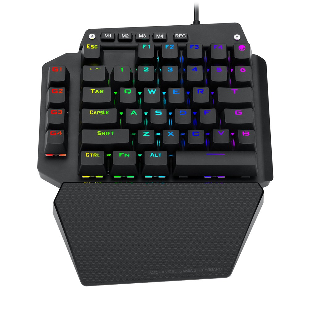 K700 44 Keys One Handed Gaming Keyboard Detachable Palm Rest RGB Mechanical Keyboard for Led Backlit Blue Game Keyboard