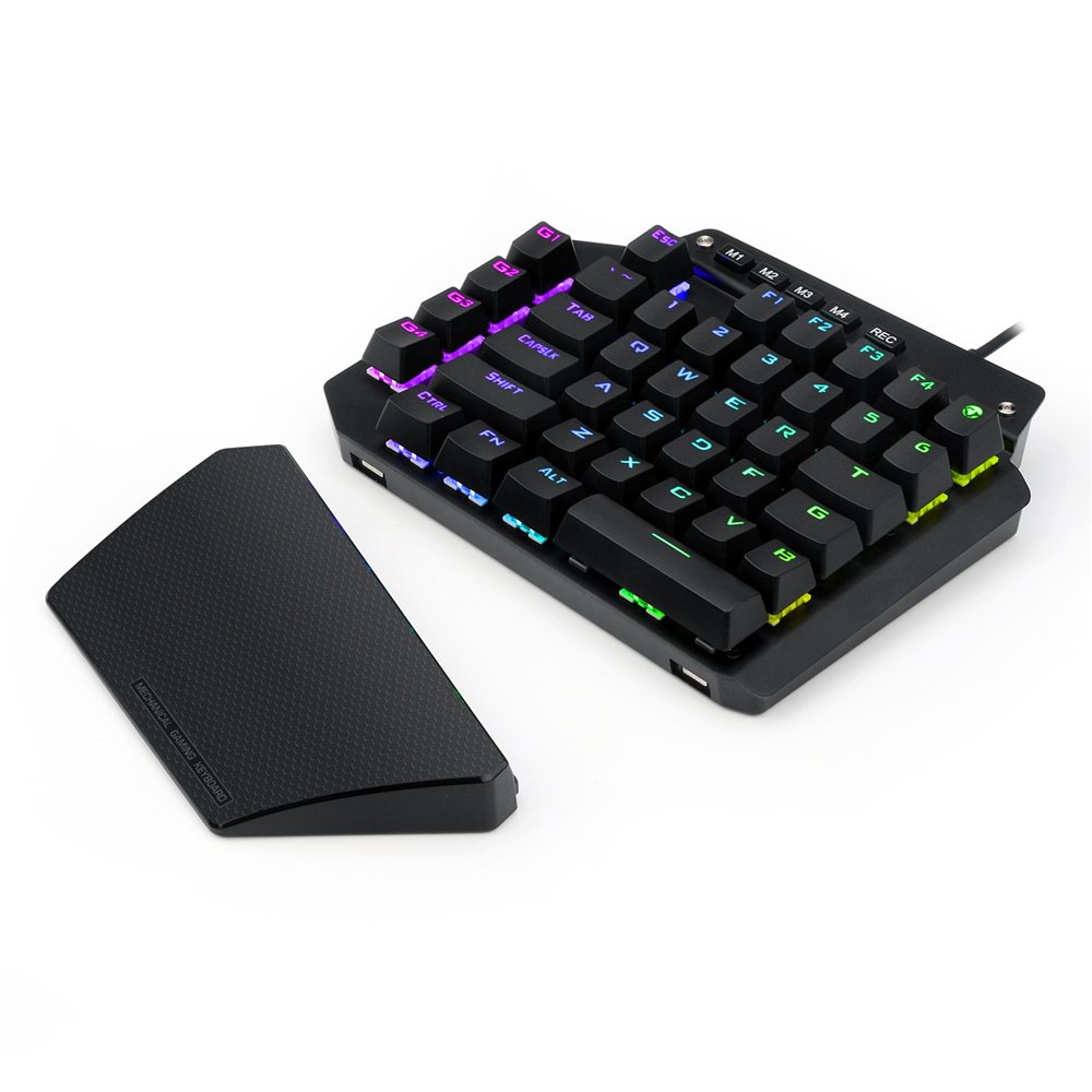 K700 44 Keys One Handed Gaming Keyboard Detachable Palm Rest RGB Mechanical Keyboard for Led Backlit Blue Game Keyboard