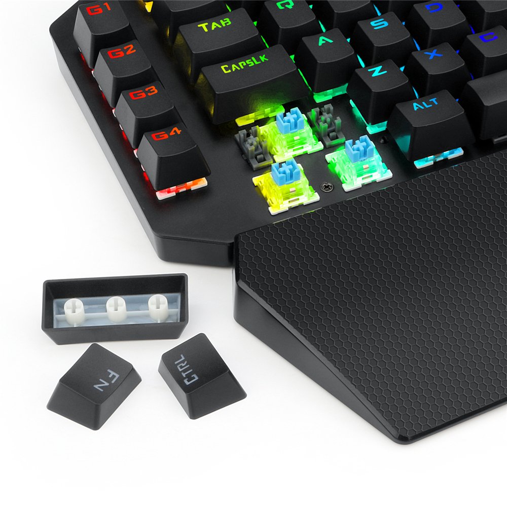 K700 44 Keys One Handed Gaming Keyboard Detachable Palm Rest RGB Mechanical Keyboard for Led Backlit Blue Game Keyboard