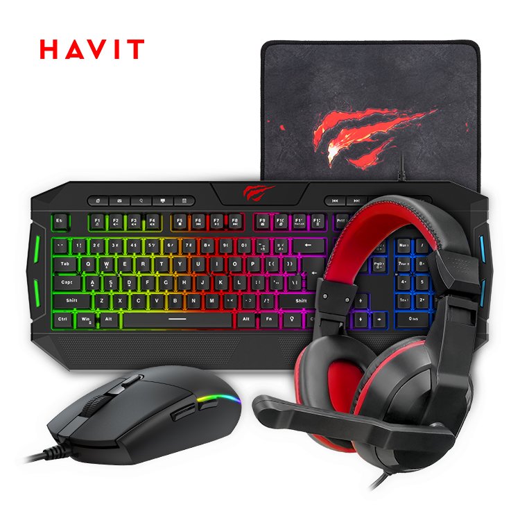 Havit KB501CM 4 In 1 Gaming Combo Set Wired Keyboard And Mouse Combo Teclado Gamer Keyboard Mouse Combos WIth Mouse