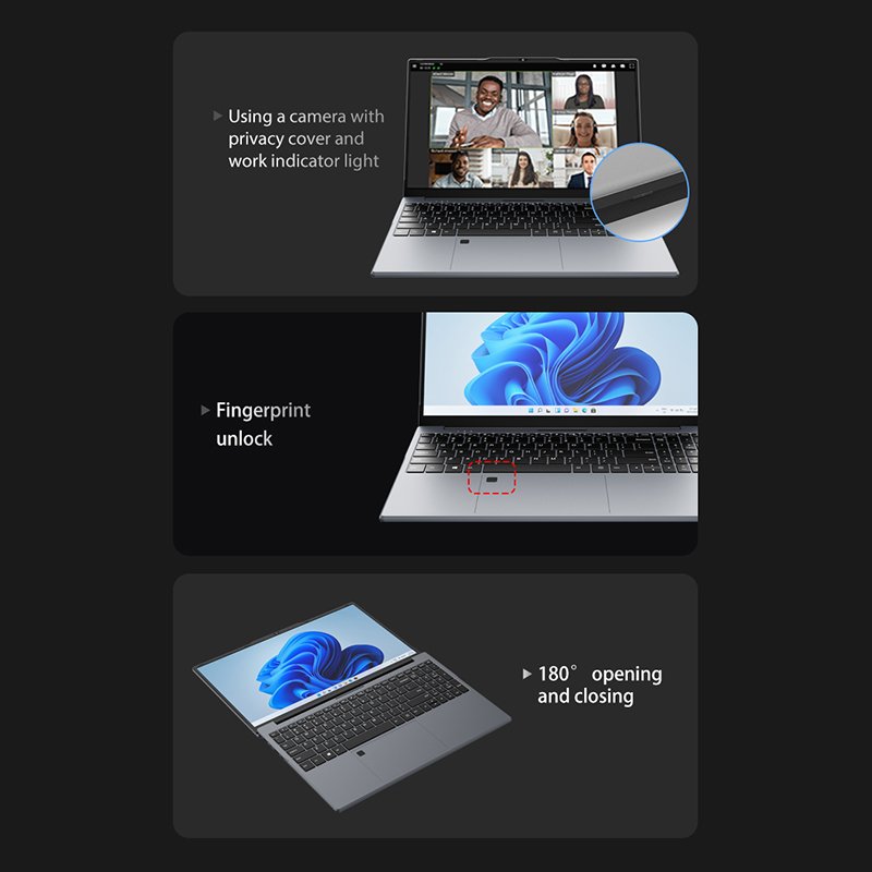 Low Price Lightweight Laptop 15.6 Inch New Business Students Home Computer Laptops Notebook With Camera Cover Fingerprint Unlock