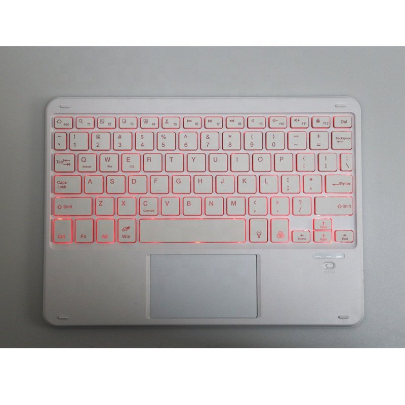 Hot selling mini portable wireless bluetooth touchpad RGB keyboard backlit for pc tablet smart phone tv