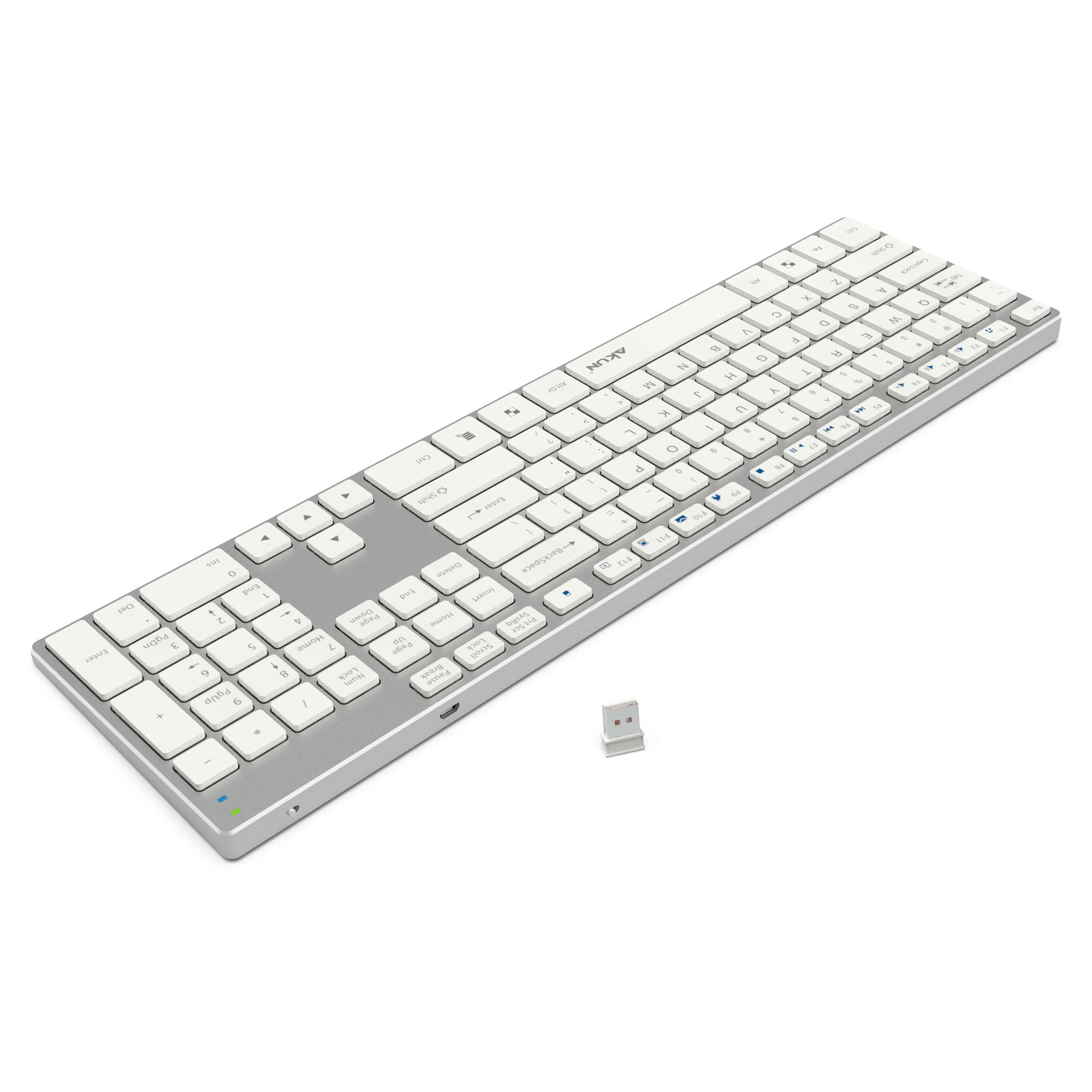 AIKUN Rechargeable Wireless aluminium keyboard 106 Quiet Keys,13 Shortcuts, Numeric Keypad,Auto Power Saving,Scissor Switch