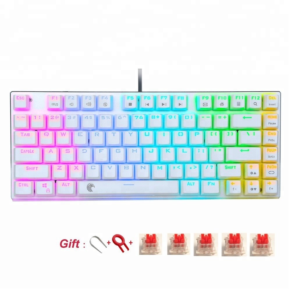 Z-88 Tenkeyless 81 keys Small Mechanical Keyboard RGB Backlit Gaming Keyboard With Red Switches