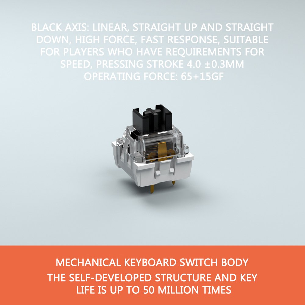 Tactile Axis Switches RGB Backlit Mechanical Gamer Keyboard Linear Switch 42g 3-Pin USB Customizable Desktop Use Gateron