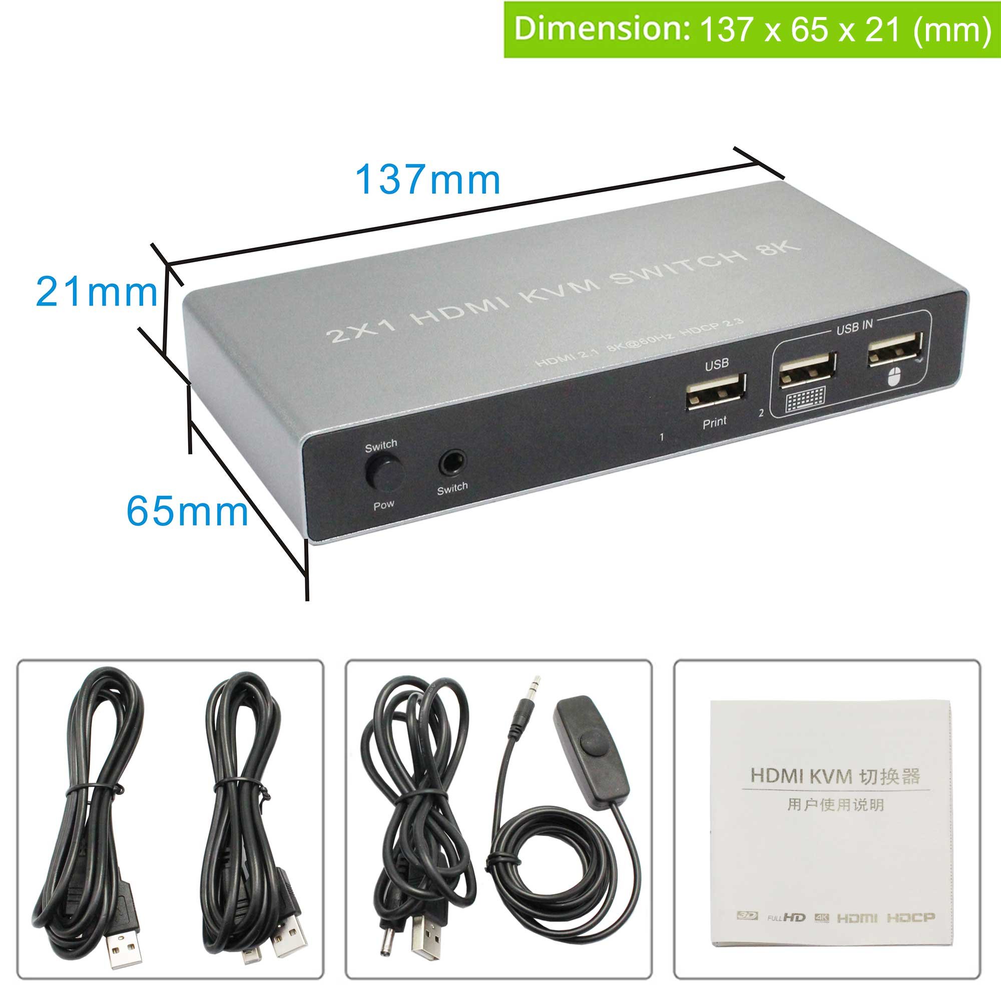 2 Port KVM Switch kvm switch hdmi usb hdmi kvm switch 2 port support wired wireless keyboard mouse 8K 60HZ