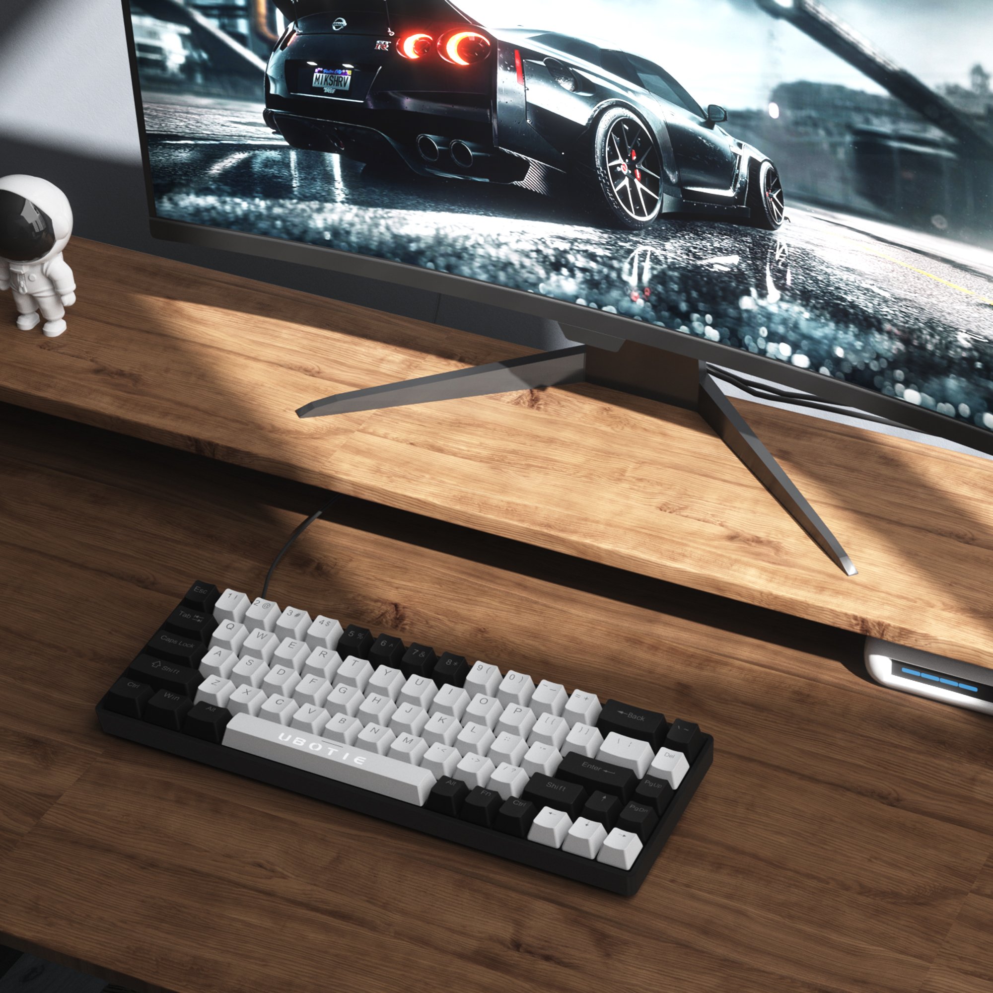 Professional Blue Switch 60 Percent 68 Keys Mini Portable Ultra Compact LED Backlit Gaming Mechanical Keyboard for PC Gamer
