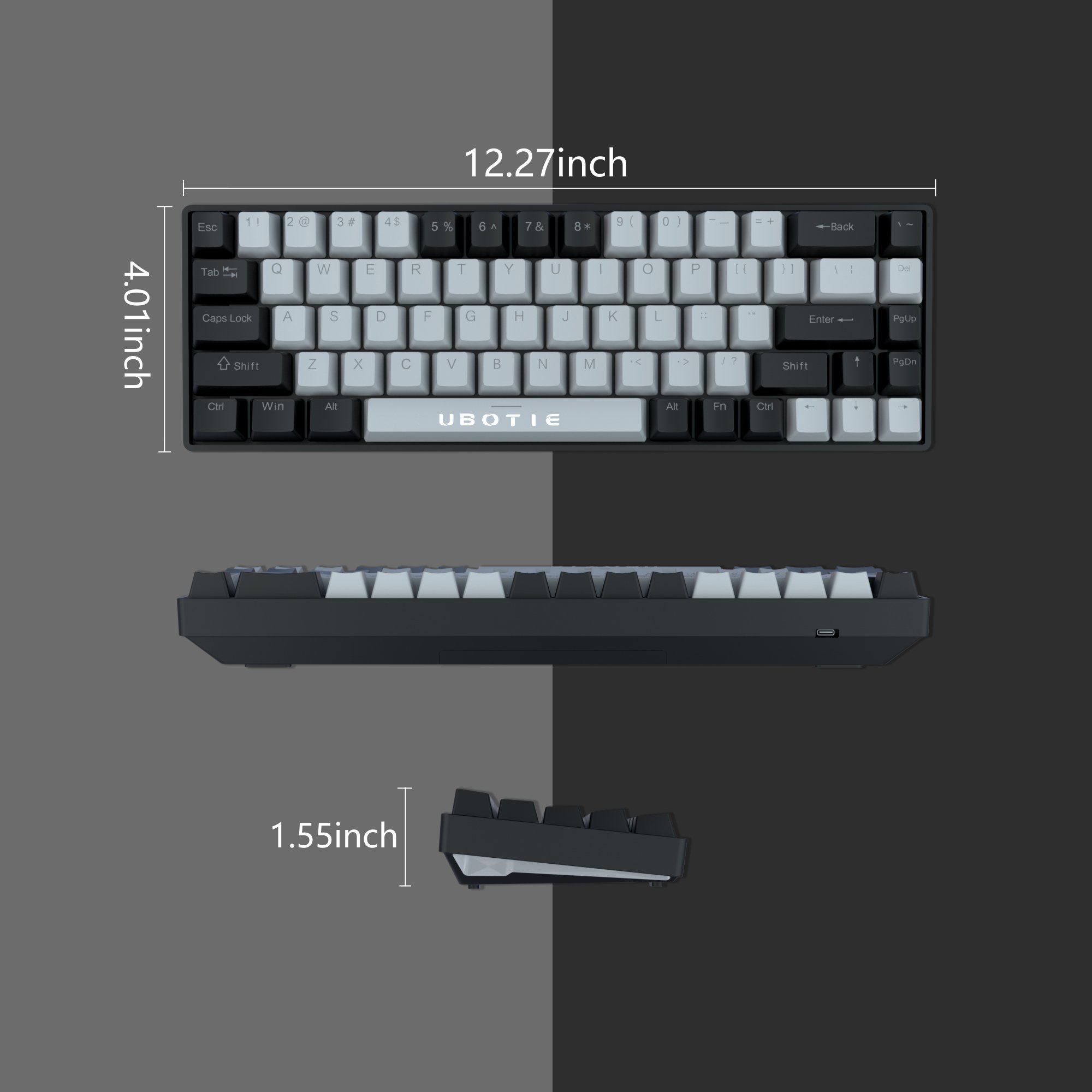 Professional Blue Switch 60 Percent 68 Keys Mini Portable Ultra Compact LED Backlit Gaming Mechanical Keyboard for PC Gamer