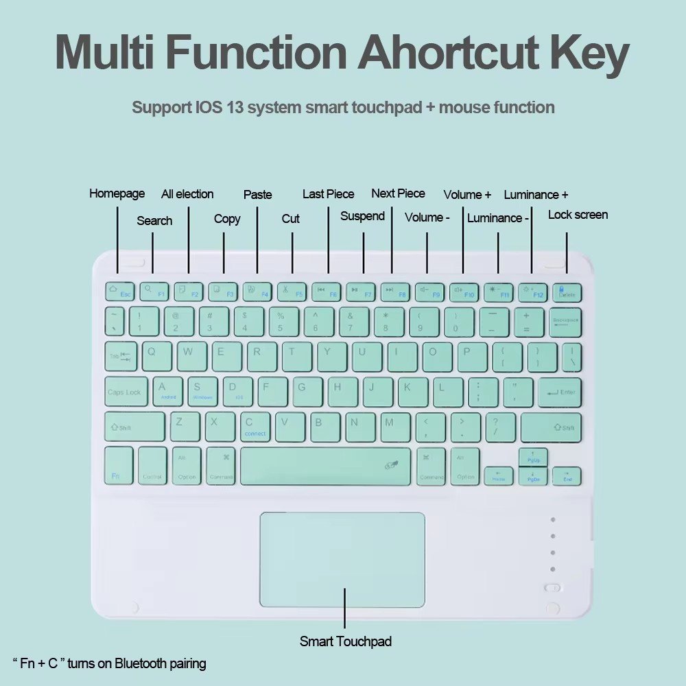 Touchpad Keyboard Case for iPad 10.2 8th Cases with Magic Keyboard