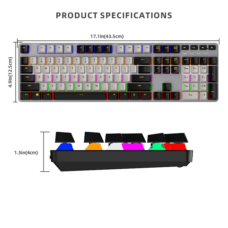 Full Size 108 Keys Red Switch Mechanical Keyboard Teclado Gamer Computer Office Teclado Gamer Wired Ergonomic Gaming Keyboards