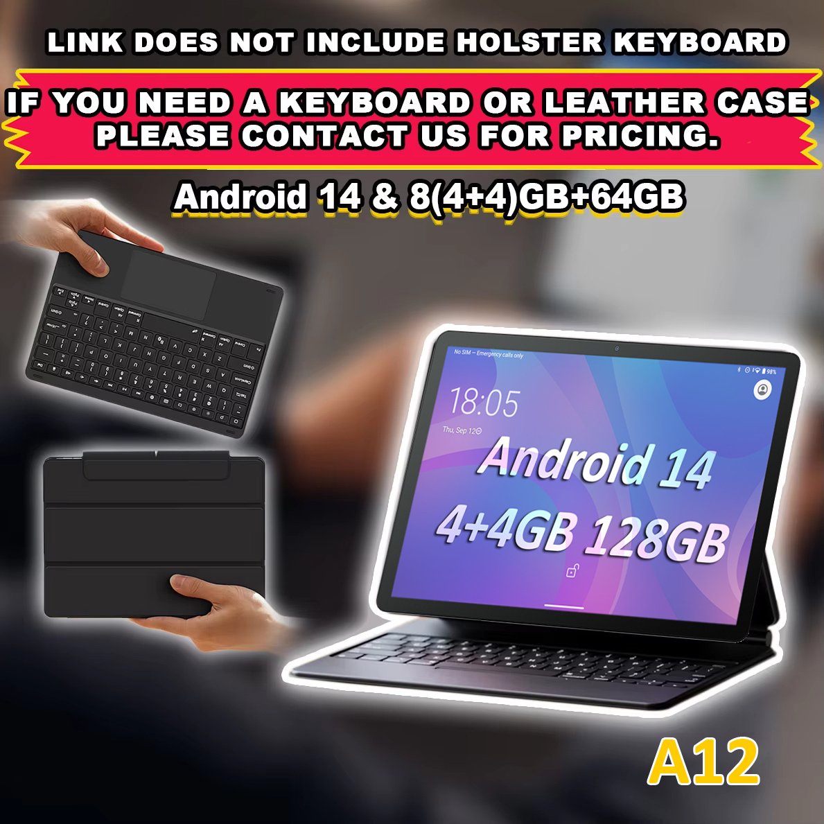 10.95 Inch Android 14.0 Tablet PC 2-in-1 4g Calling Octa Core 8gb 128gb Storage Business Tablets with Keyboard Tablet Covers