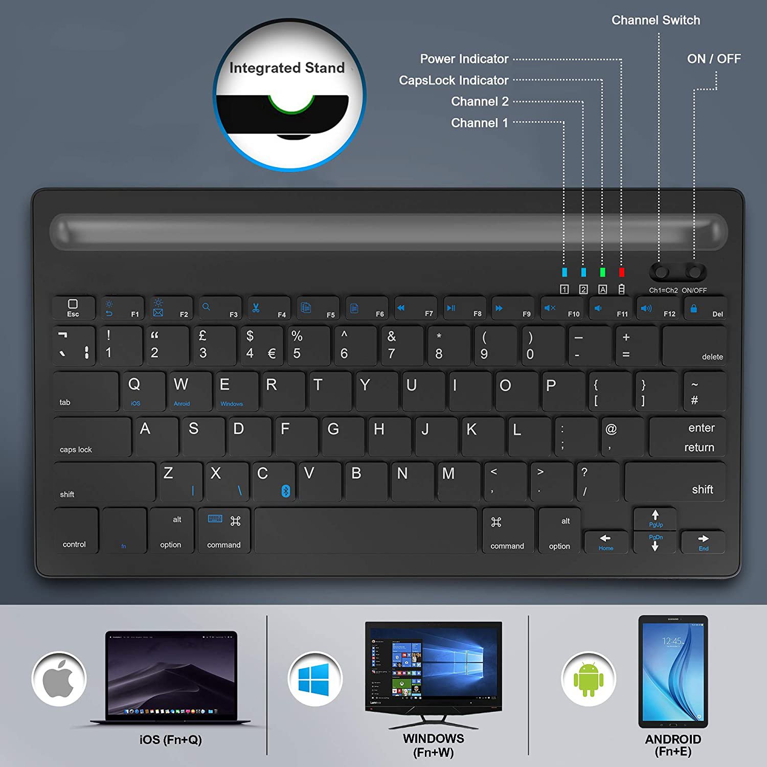 Rechargeable 84 Keys Cute Shortcut Ultra Slim Office Purple Bt Standard multi device Wireless Keyboard For Ipad Pro 11