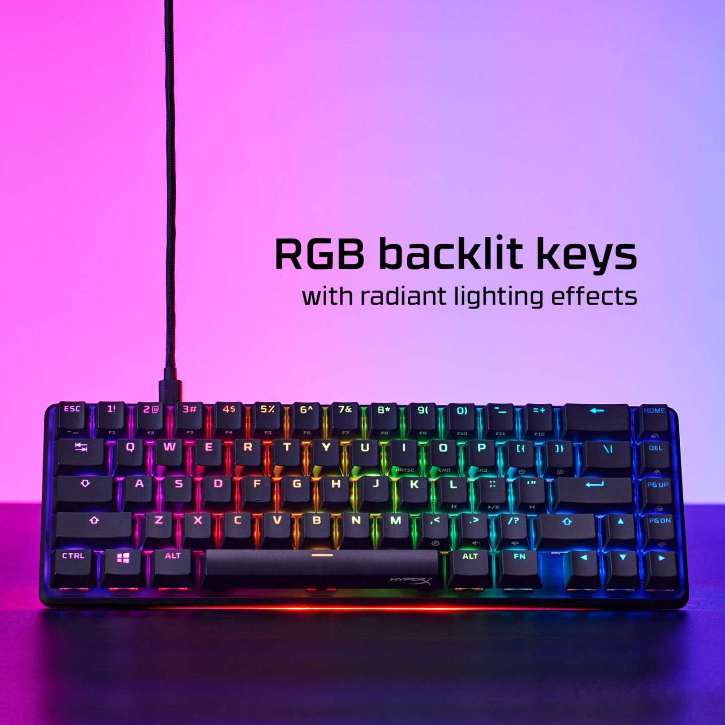 Hyper X Alloy Origins Core RGB 65 Keys Tenkeyless Mechanical Gaming Keyboard USB-C Switch Type English Language Red Axis Body