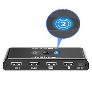 Top quality USB KVM Switch 4 Port Box USB and HDMI Switch for 2 Computers Share Keyboard Mouse Printer and one HD Monitor