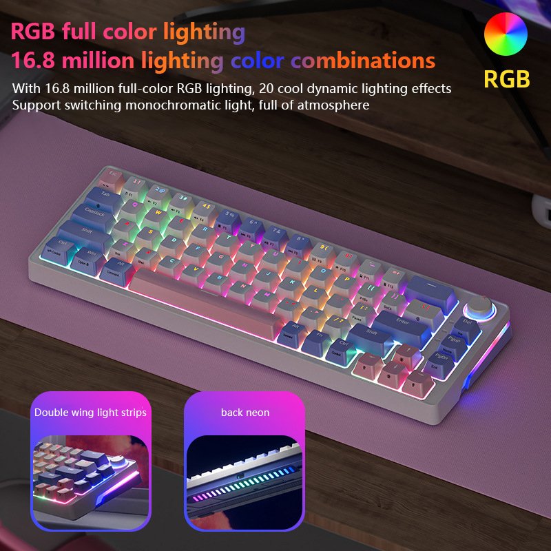 Suitable for 68-key wireless bluetooth keyboard green and red tea axis hot-swappable computer notebook office game three-mode me