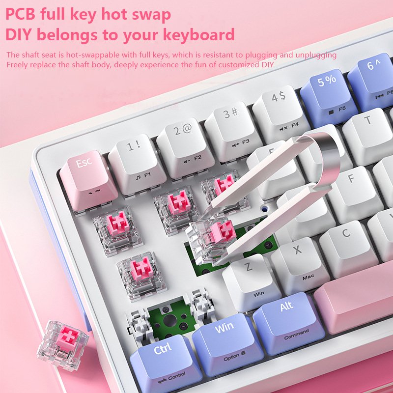 Suitable for 68-key wireless bluetooth keyboard green and red tea axis hot-swappable computer notebook office game three-mode me