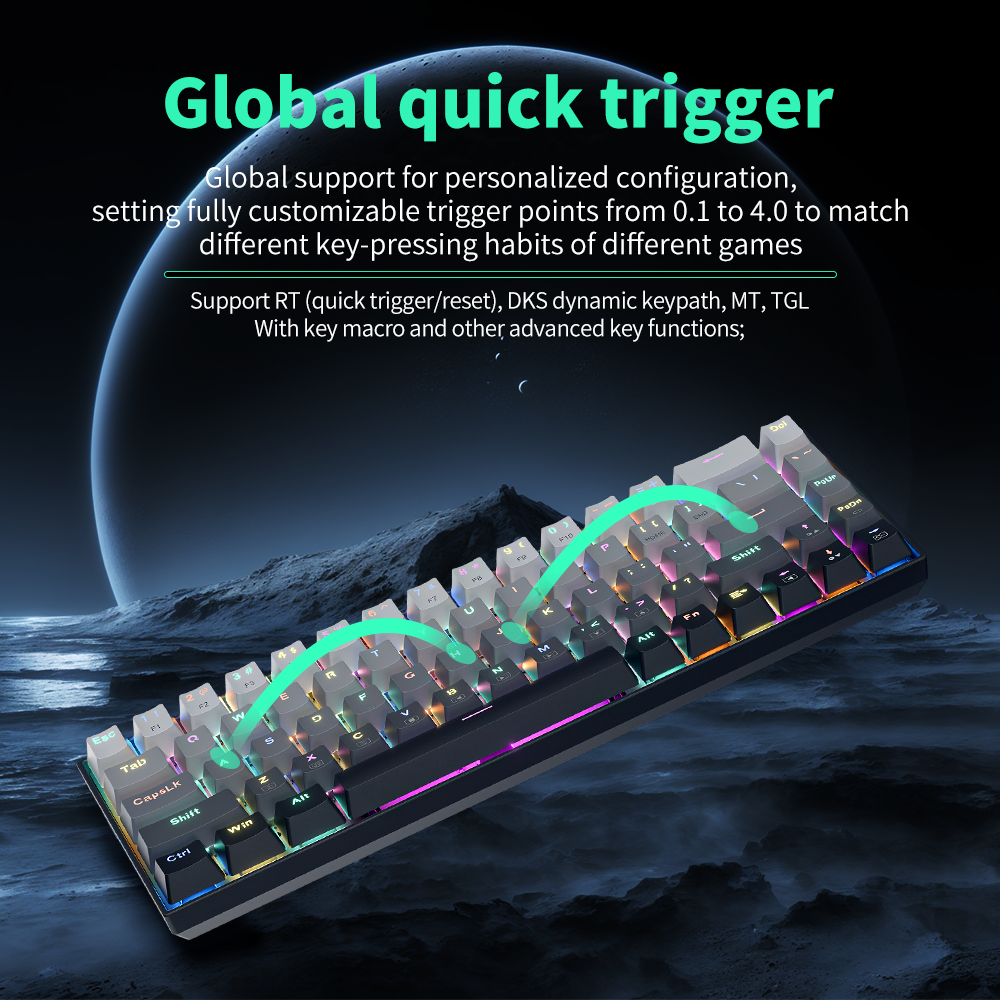 ZIFRIEND M68 Outemu Magnetic Pink Switch White PBT Double-shot Keycaps Gaming Mechanical keyboard RGB Backlight metal top case