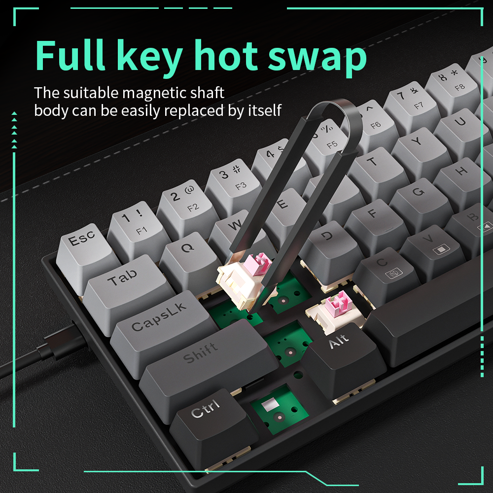 ZIFRIEND M68 Outemu Magnetic Pink Switch White PBT Double-shot Keycaps Gaming Mechanical keyboard RGB Backlight metal top case