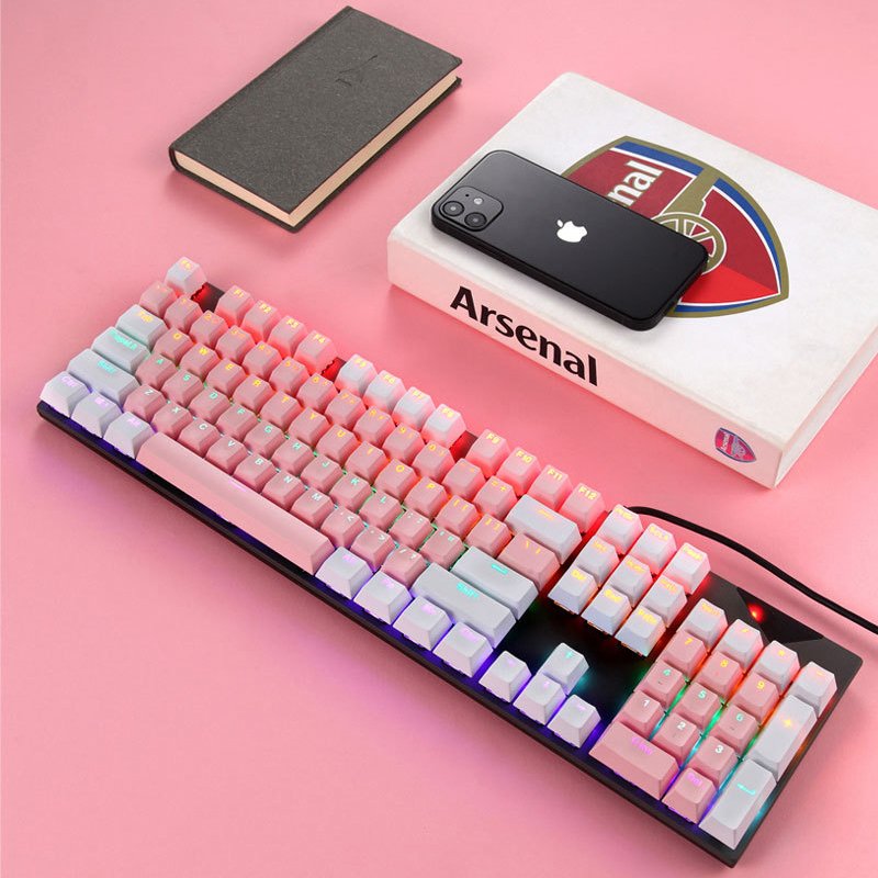 RGB Led Backlit Mechanical Keyboard Gaming Laptops Tablet PC 104 Keys Wired Gaming Keyboard with Symbol Backlit