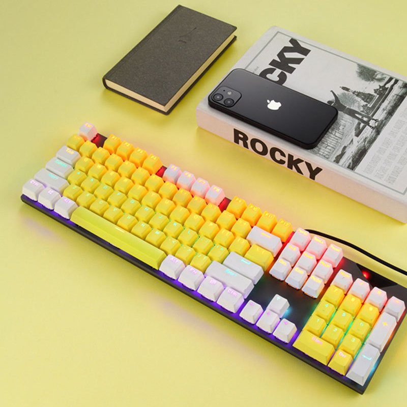 RGB Led Backlit Mechanical Keyboard Gaming Laptops Tablet PC 104 Keys Wired Gaming Keyboard with Symbol Backlit
