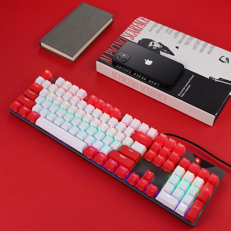 RGB Led Backlit Mechanical Keyboard Gaming Laptops Tablet PC 104 Keys Wired Gaming Keyboard with Symbol Backlit