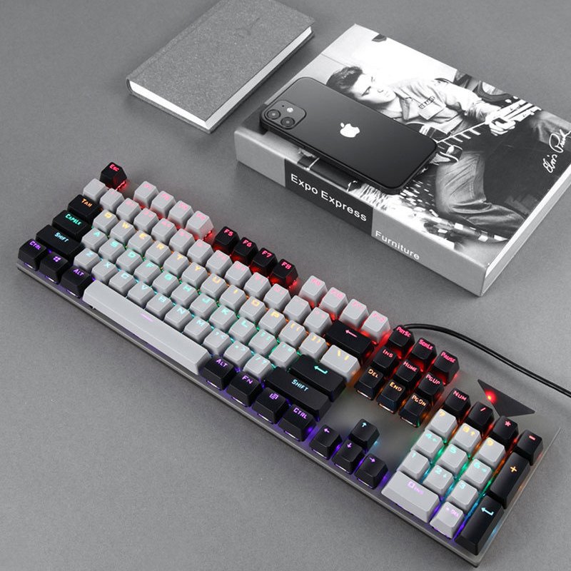 RGB Led Backlit Mechanical Keyboard Gaming Laptops Tablet PC 104 Keys Wired Gaming Keyboard with Symbol Backlit