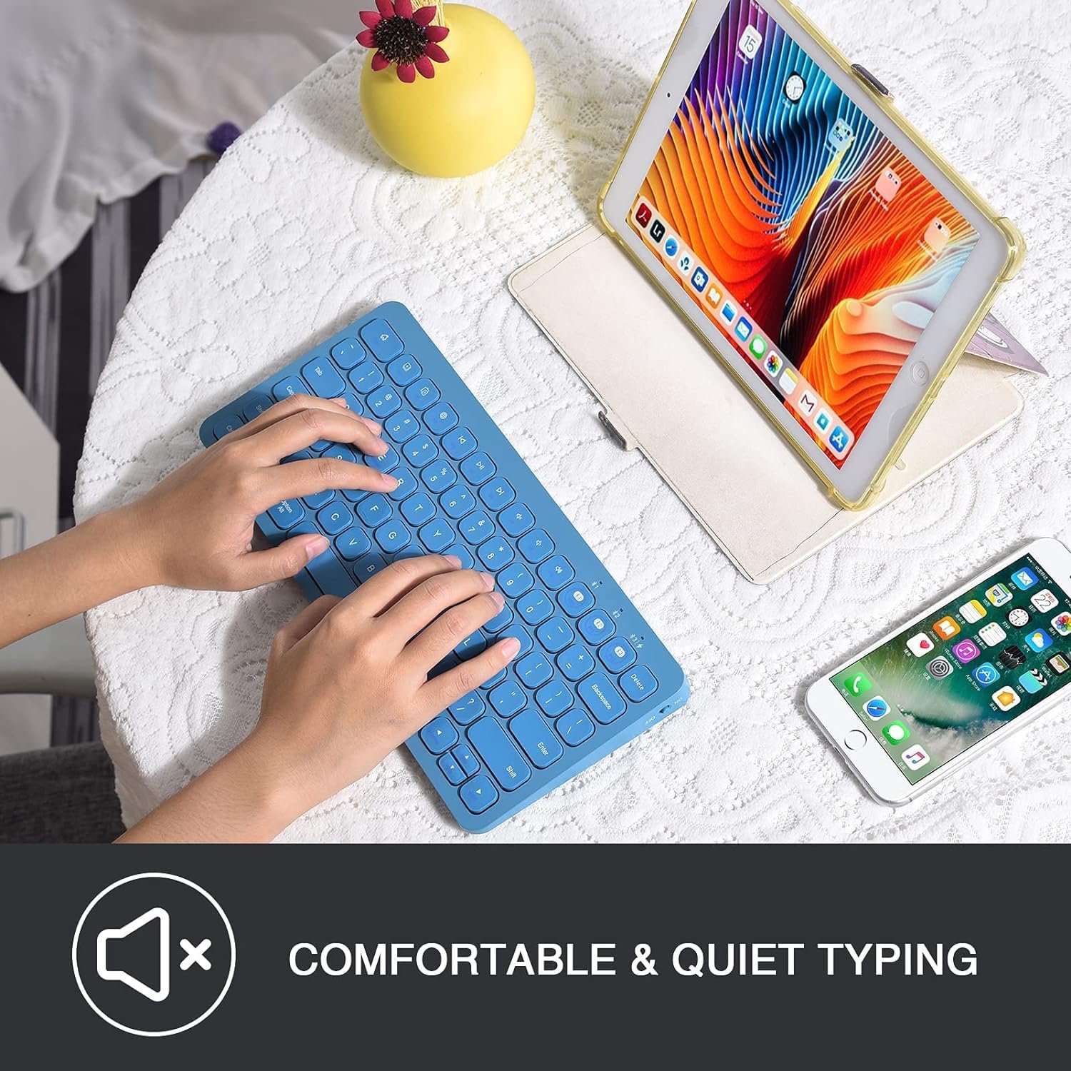 BT Three-channel Multi devices portable 78 Keys lightweight stylish Simple and convenient computer office keyboard