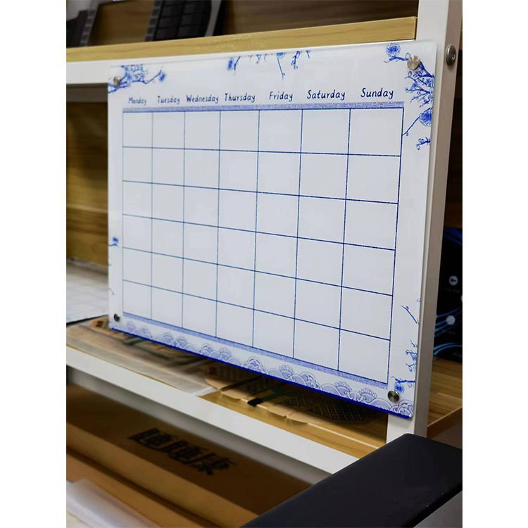 Custom Printed Acrylic Message Magnetic Dry Erase Boards Table Top White Board and Calendar for Fridge