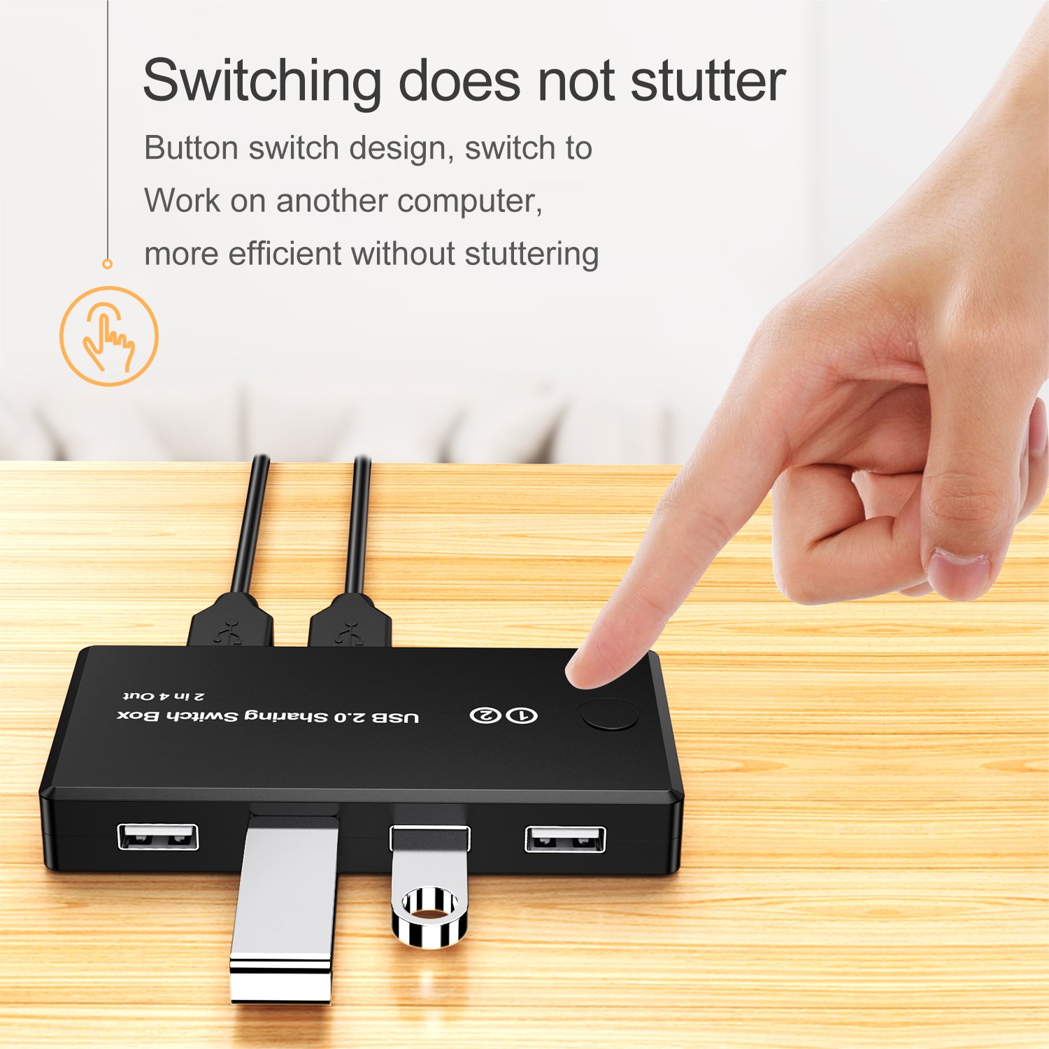 USB2.0 Switcher Selector 2 Computers Sharing 4 USB Devices KVM Switch Hub Adapter for Keyboard Mouse Printer Scanner U-Disk