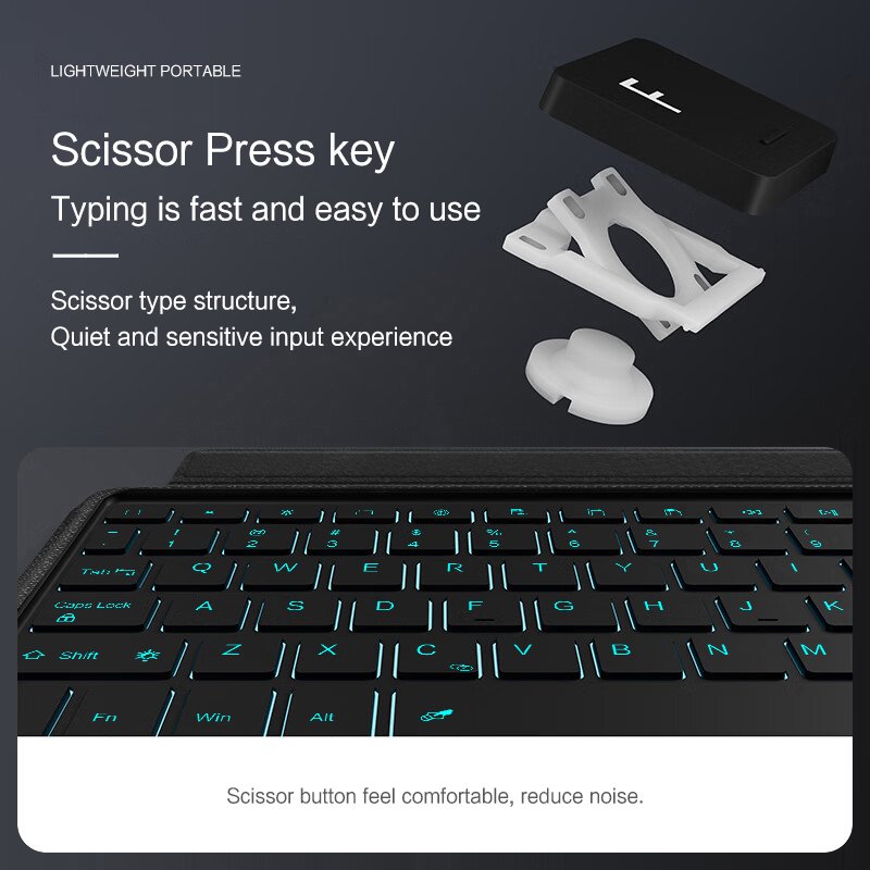 Magnetic double-sided clip-on wireless keyboard for iPad 10.9 10th generation tablet touch backlit Blue/---tooth keyboard cover