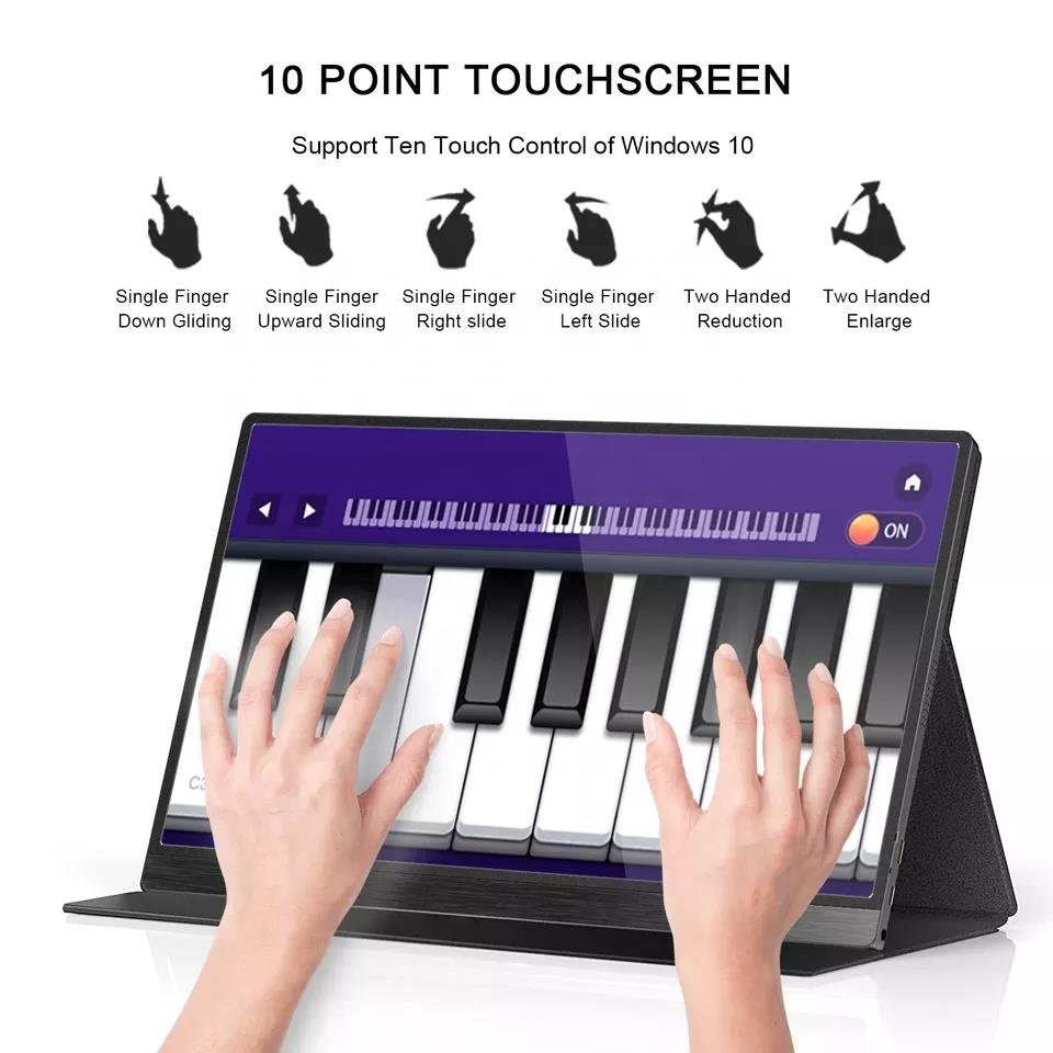 15.6 Inch 1080P USB-C HDR Touchscreen Monitor with Premium Dual Speakers Smart Cover External Portable Display Compatible Laptop