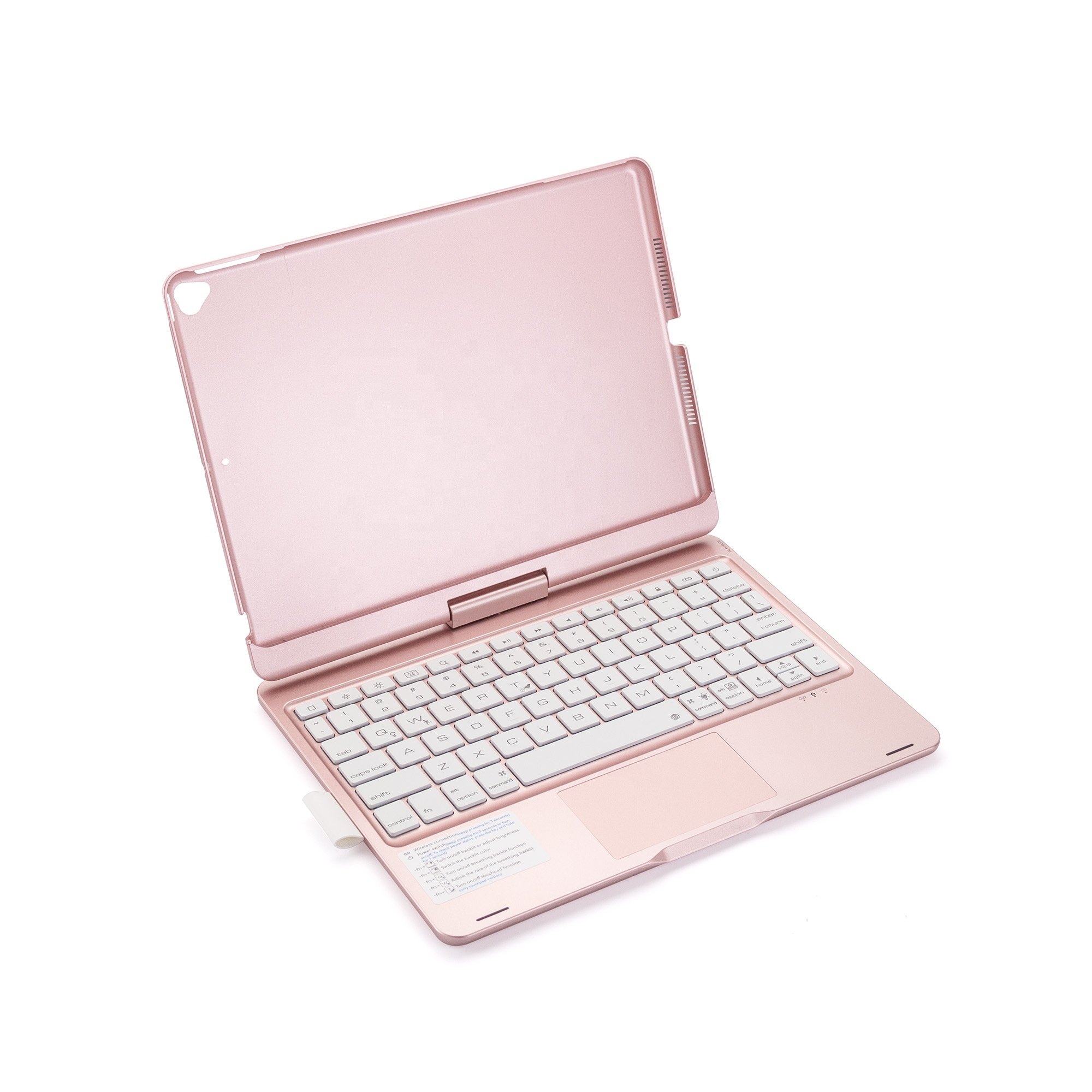 Rose Gold 360 Rotating Cover ABS Wireless Backlit Keyboard for iPad 10.2 10.5 inch