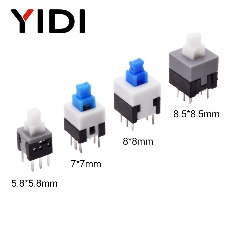 6 Pin PCB Micro Miniature ON&OFF Latching Momentary 5.8x5.8 7x7 8x8 8.5x8.5 Tactile Tact Push Button On Off Switch Self-locking
