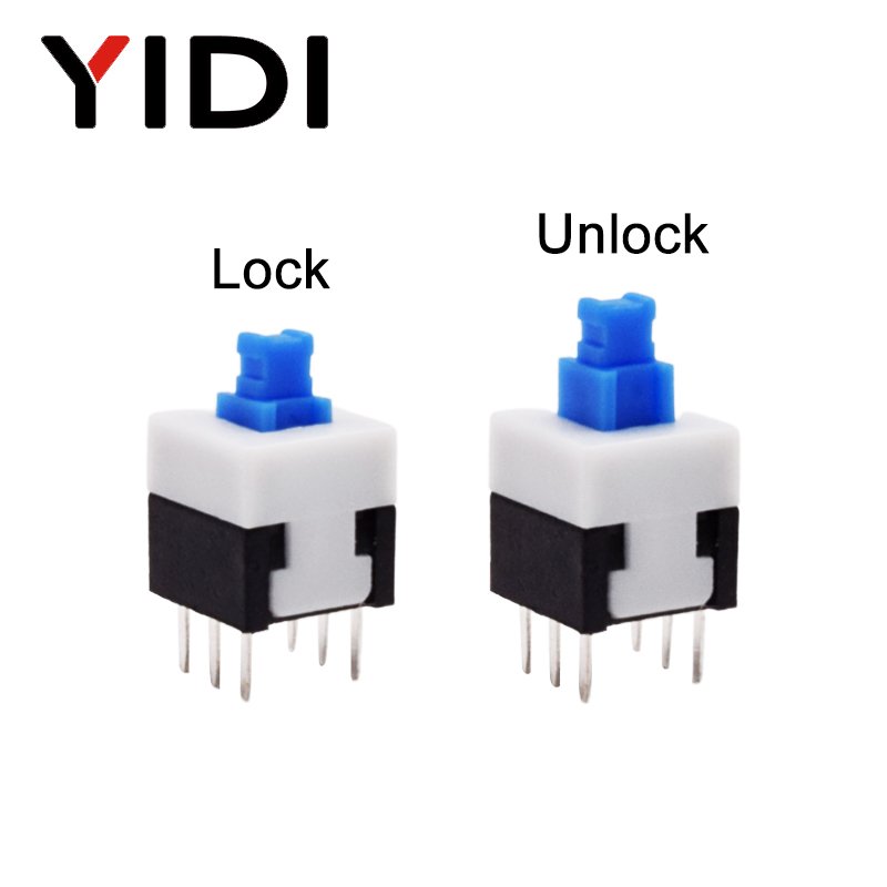 6 Pin PCB Micro Miniature ON&OFF Latching Momentary 5.8x5.8 7x7 8x8 8.5x8.5 Tactile Tact Push Button On Off Switch Self-locking