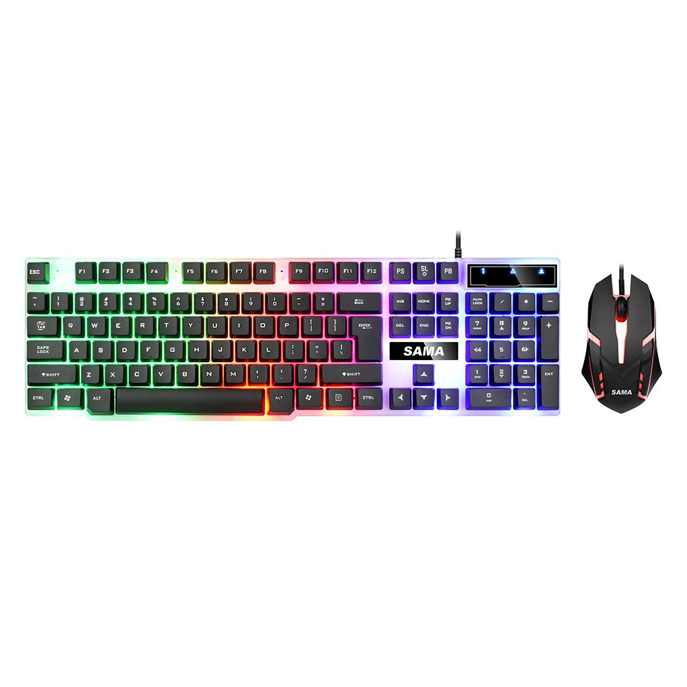 SAMA Wired Mechanical Gaming Mouse and Keyboard Combos RGB Back-lit Wired Keyboard and Mouse Set