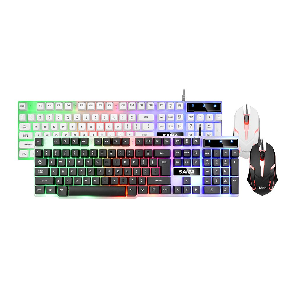 SAMA Wired Mechanical Gaming Mouse and Keyboard Combos RGB Back-lit Wired Keyboard and Mouse Set