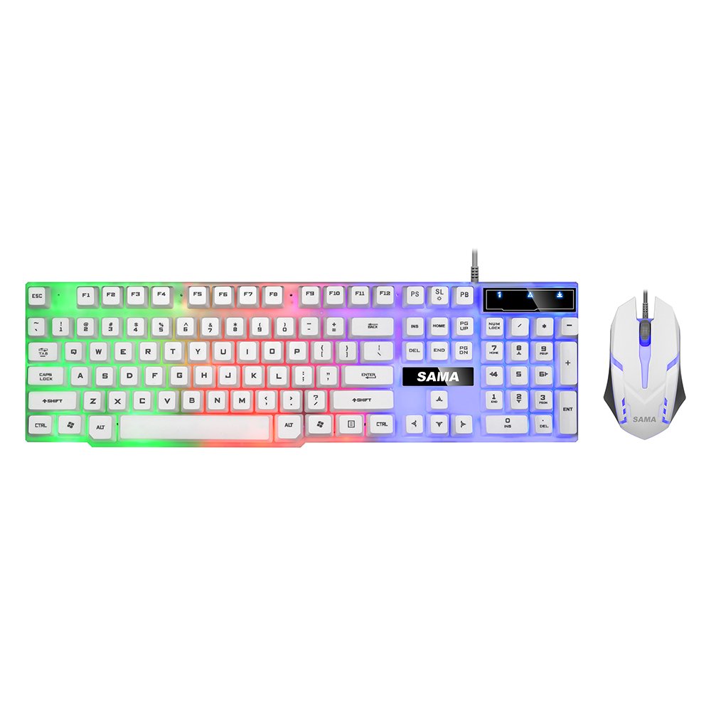 SAMA Wired Mechanical Gaming Mouse and Keyboard Combos RGB Back-lit Wired Keyboard and Mouse Set