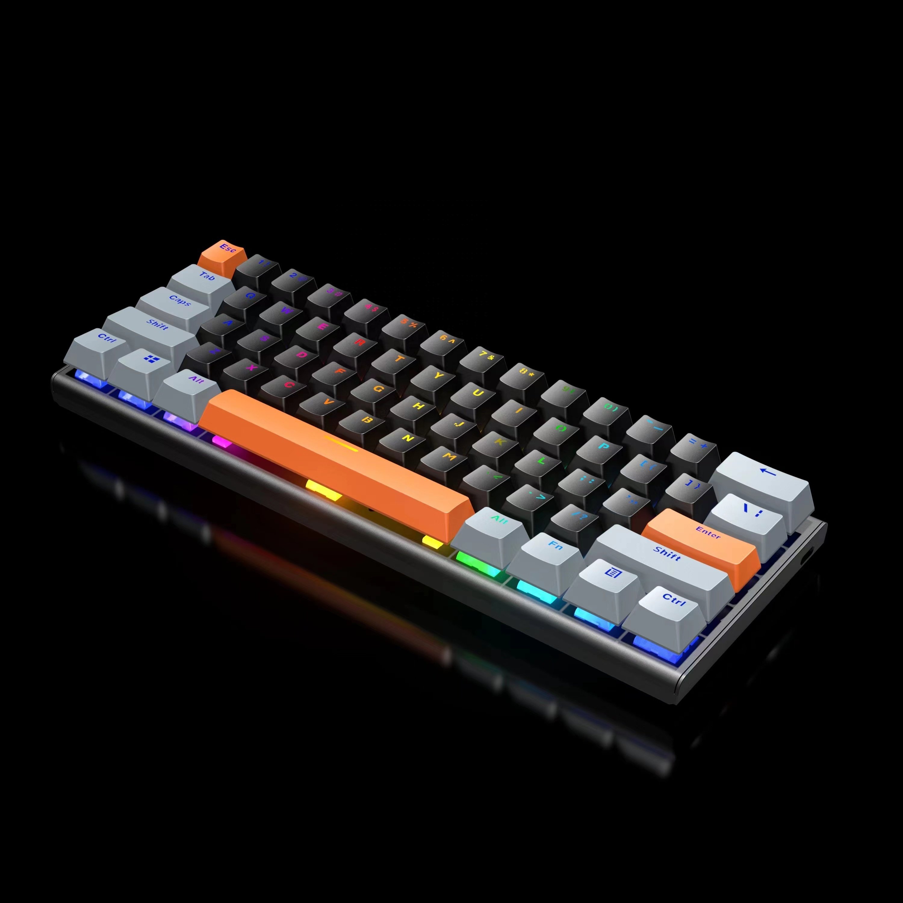 High Quality 64 Keys Wired Wireless Keyboard RGB Backlit Mechanical Keyboard