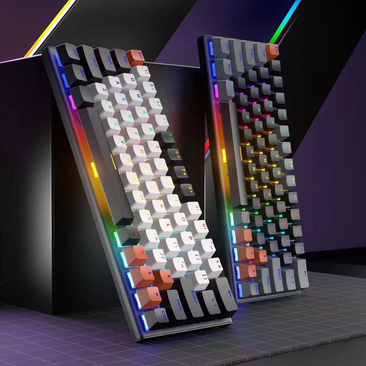 High Quality 64 Keys Wired Wireless Keyboard RGB Backlit Mechanical Keyboard