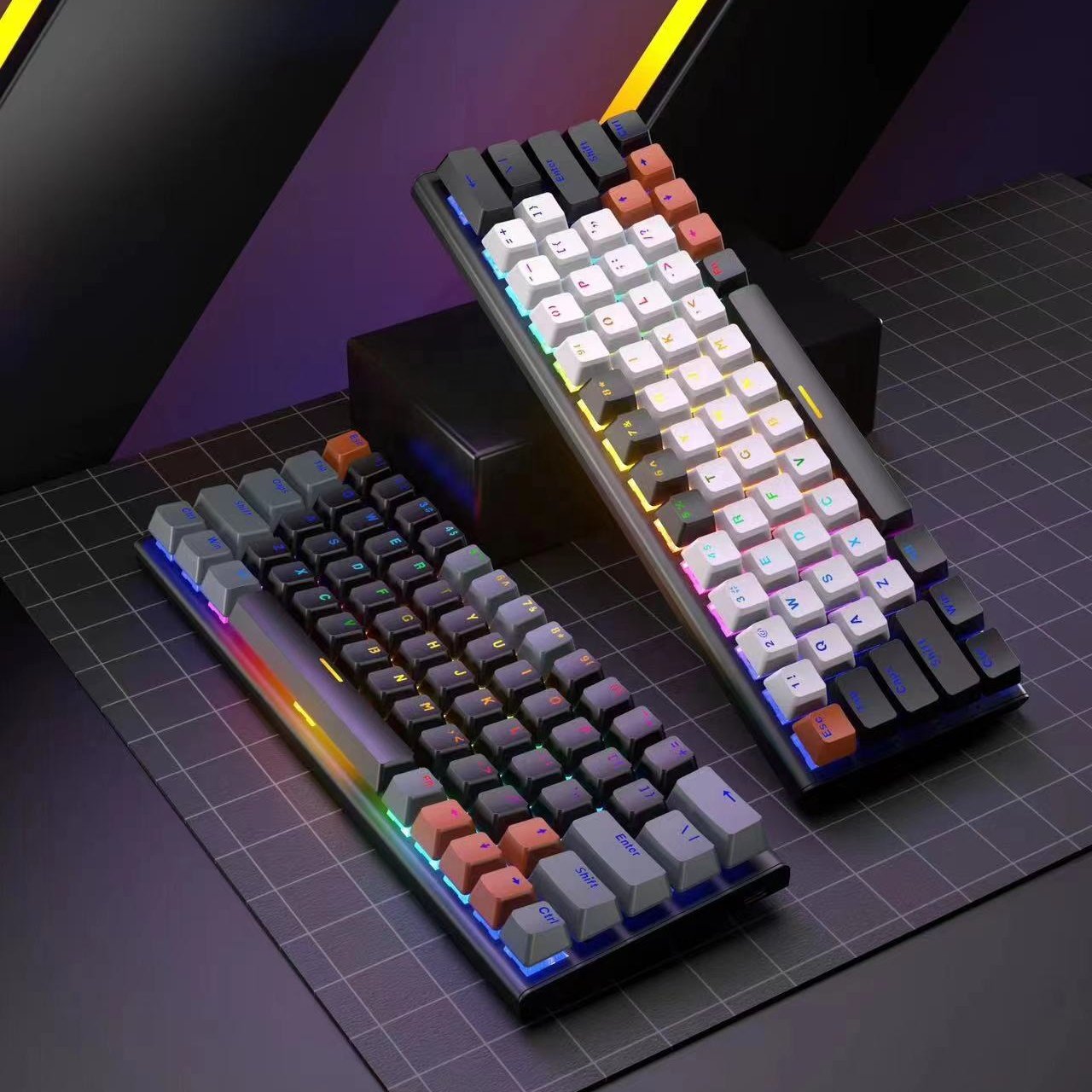 High Quality 64 Keys Wired Wireless Keyboard RGB Backlit Mechanical Keyboard